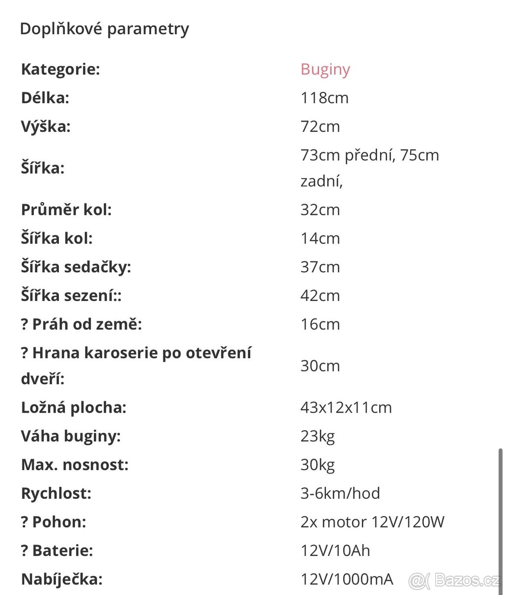 Dětská bugina elektrická -top stav - 10