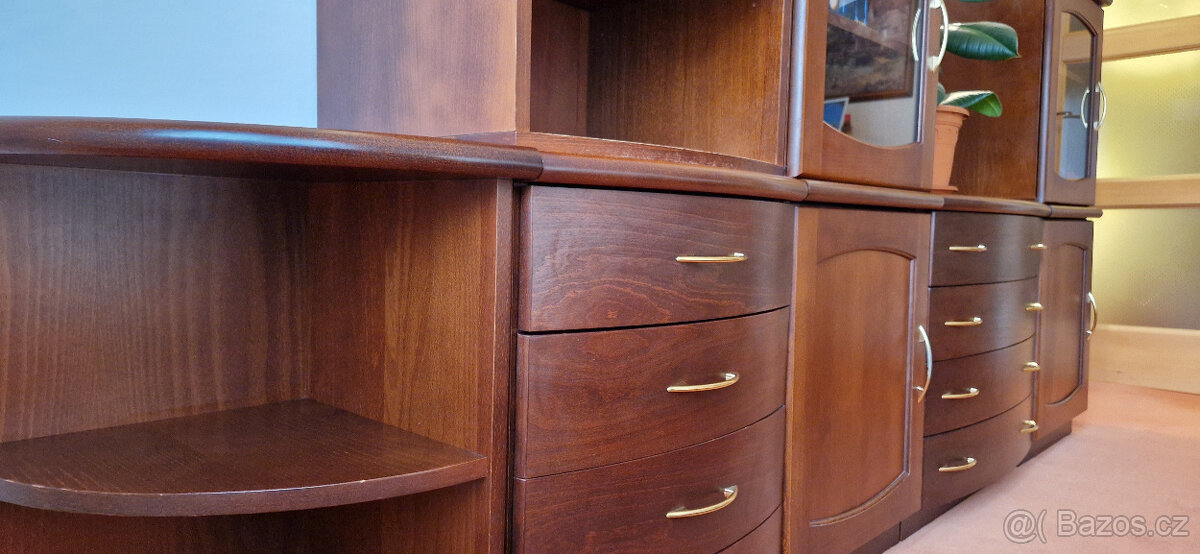 Sestava modulárních skříněk, obývací stěna masiv/dřevotříska - 10