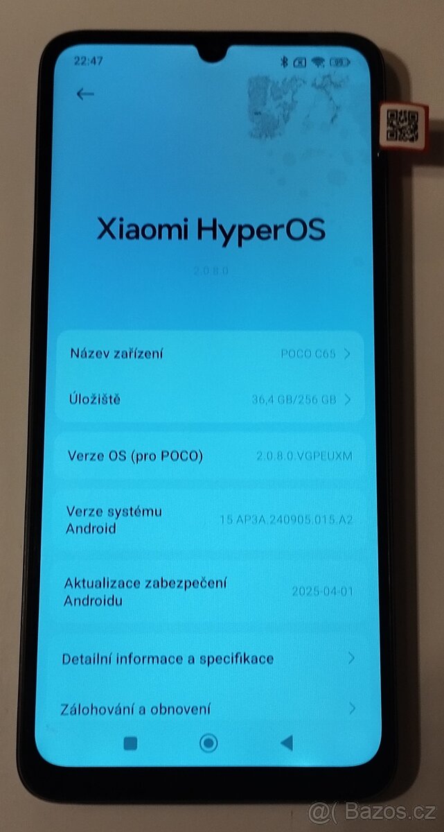Prodám mobil POCO C65, 8GB/256GB, černý, stav A - 10