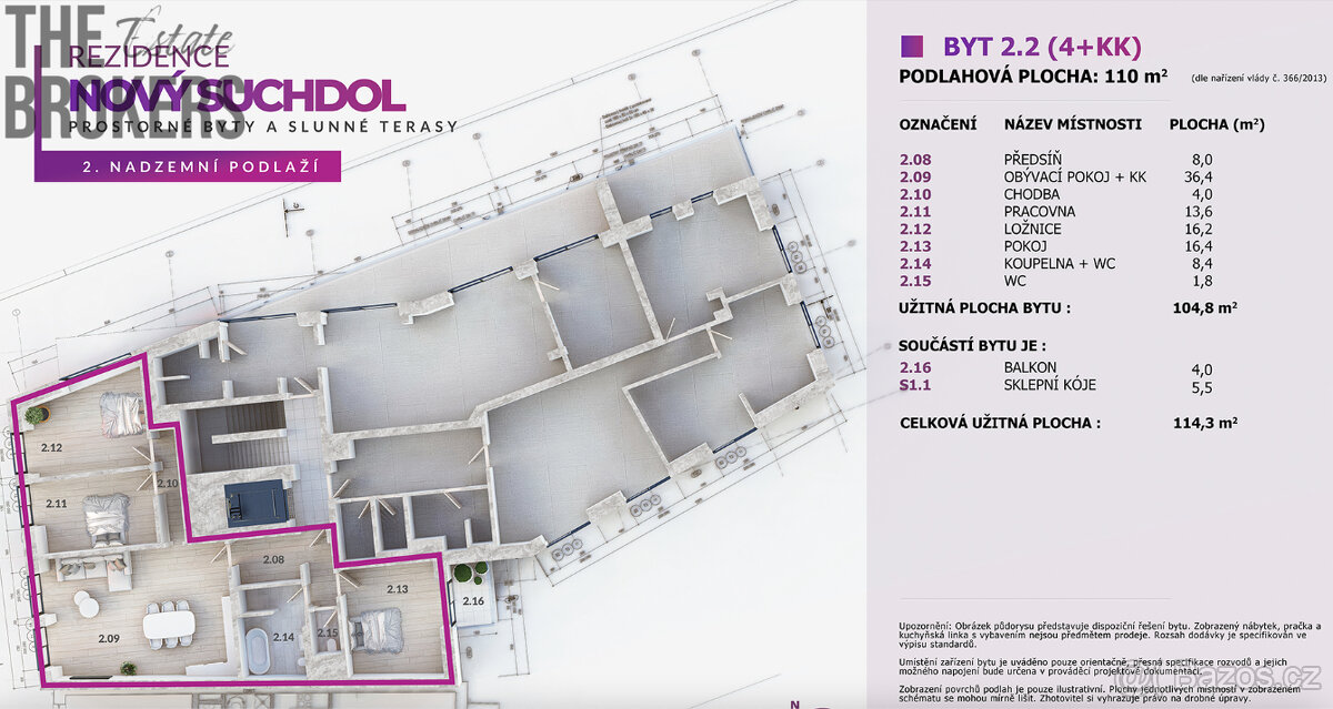 Prodej bytu 4+kk s balkonem 114 m2, Praha 6- Suchdol - 10