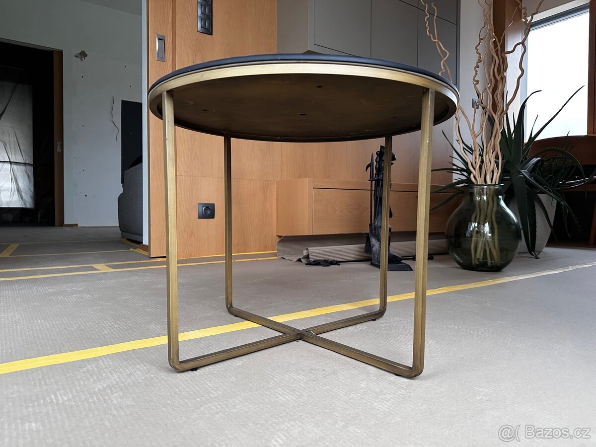 Konferencni stolek sklo, mosaz - 10