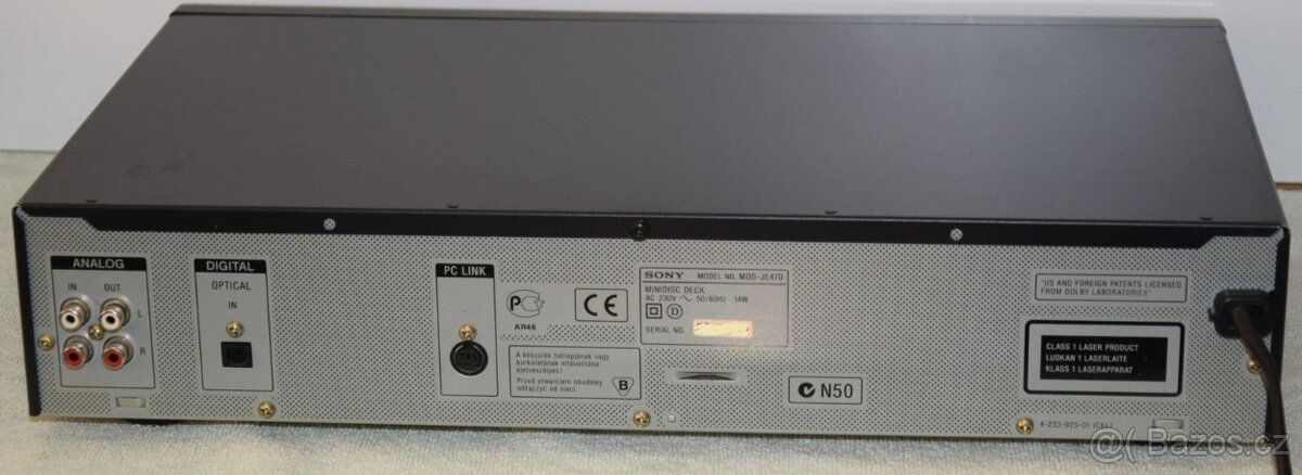 Minidisc deck SONY MDS-JE470, manuál,10x MD, přip.PC kláves - 10