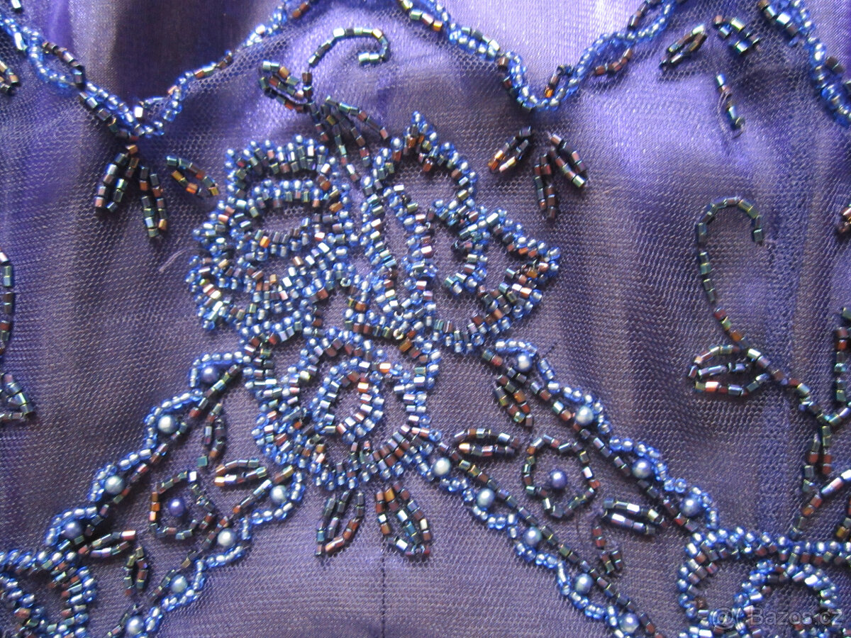 Plesové / svatební fialové šaty s korálky, S/36 - 10