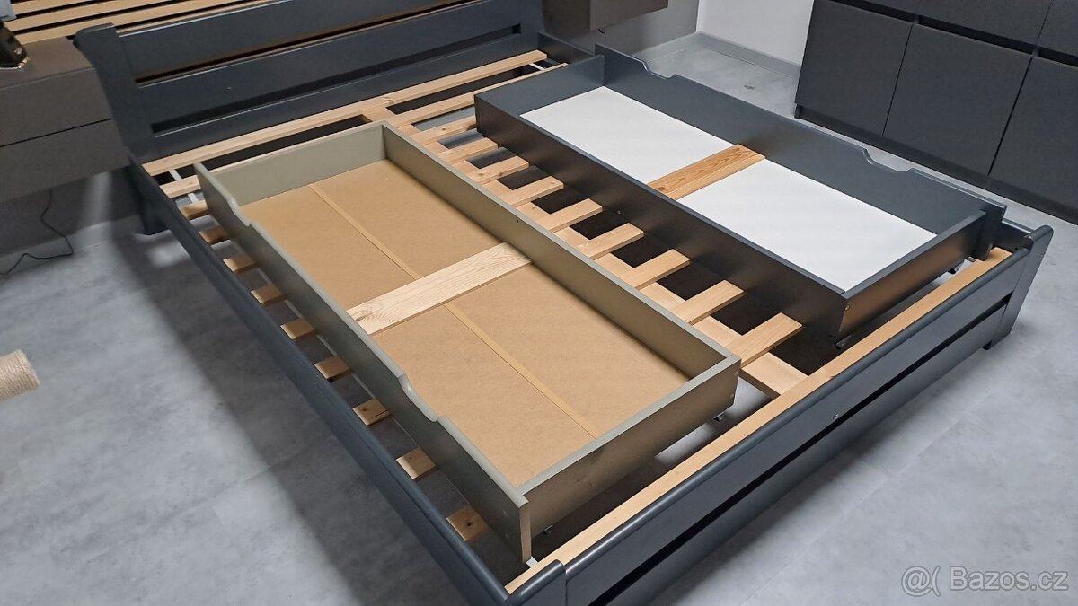 Postel 160x200 v odstínu antracit s úložnými prostory - 10
