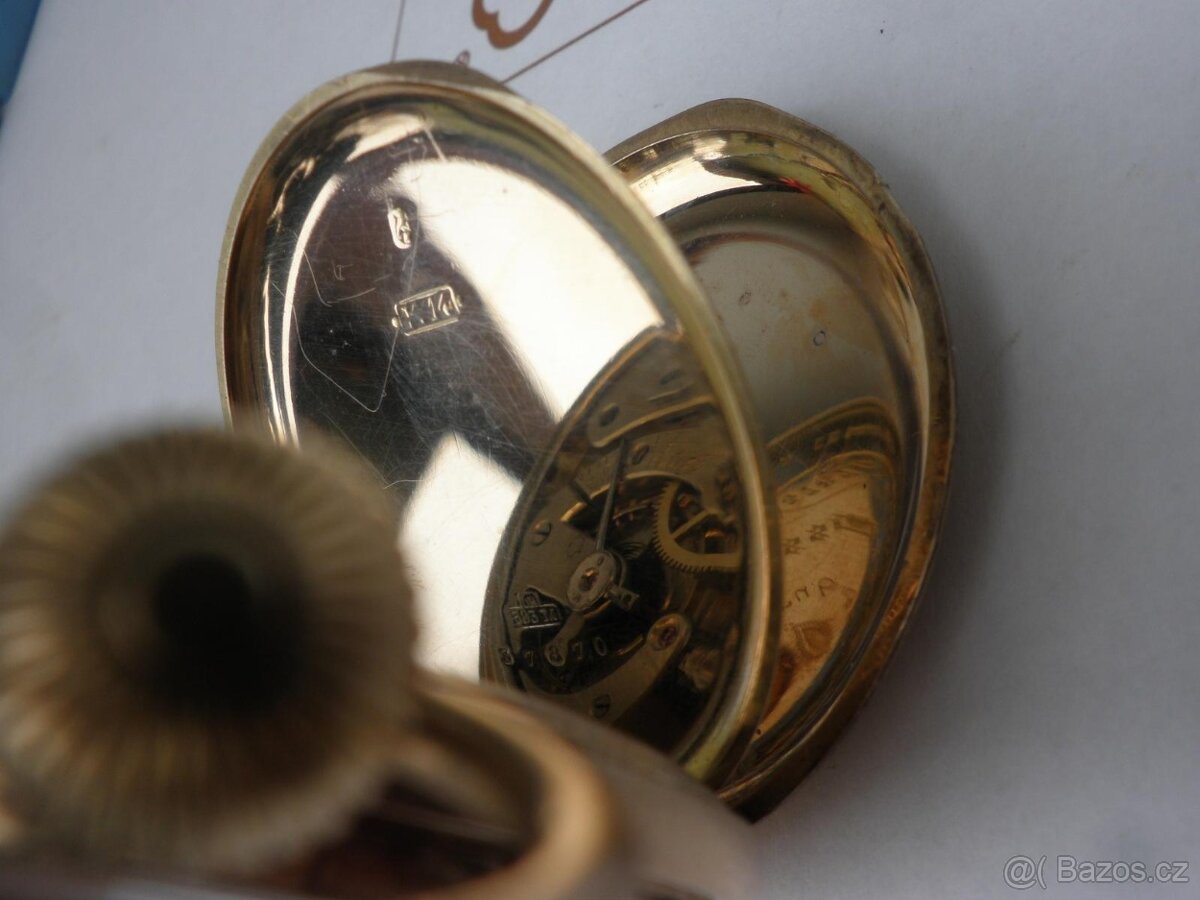 Prodám za cenu zlata CELO ZLATÉ 14K kapesní hodinky TISSOT - 10