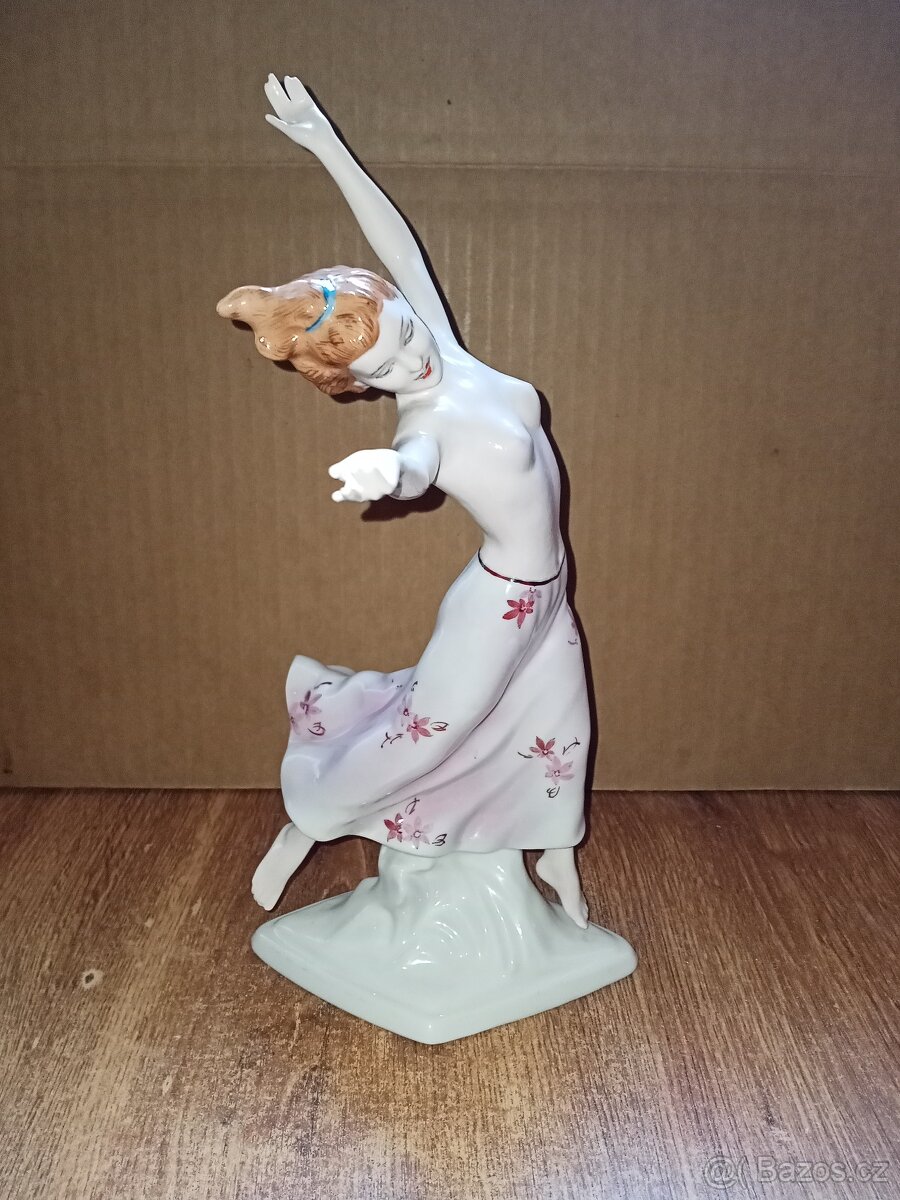 Polo akt tanečnice ART-DECO starý ROYAL DUX V.31cm - 10