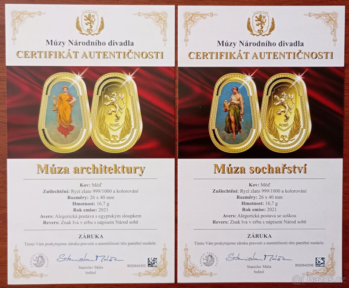 MEDAILE-EXKLUZIVNÍ KOLEKCE MÚZY NÁRODNÍHO DIVADLA-pozlaceno - 10