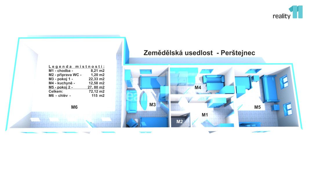 Prodej , zemědělská usedlost, 72 m2, Perštejnec - 10