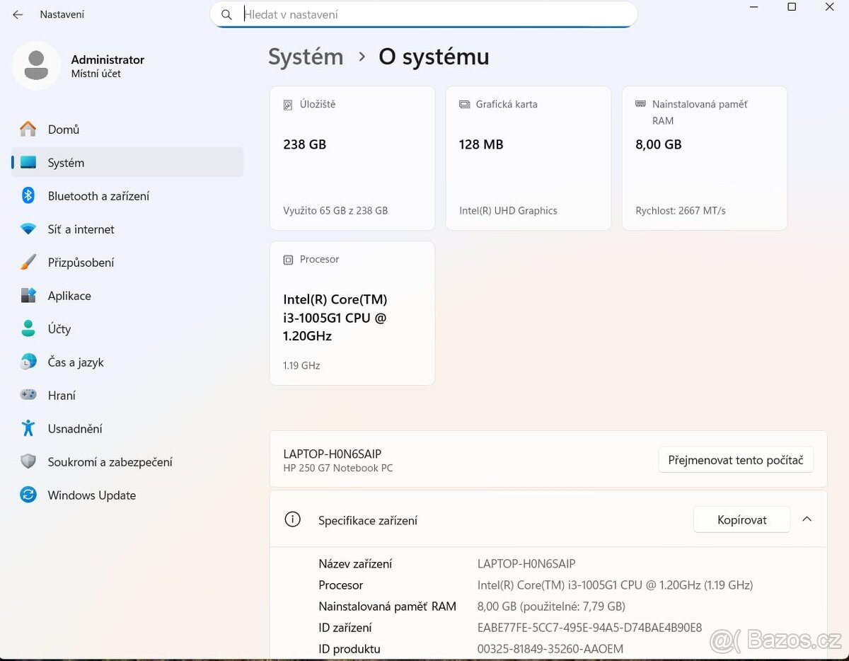 NTB ÚPLNĚ NOVÝ PALMREST, BATERIE / ZÁRUKA / WIN 11 - 10