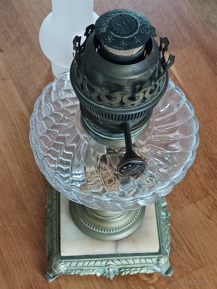STAROŽITNÁ SECESNÍ PETROLEJOVÁ LAMPA EHRICH & GRAETZ-19.STOL - 10