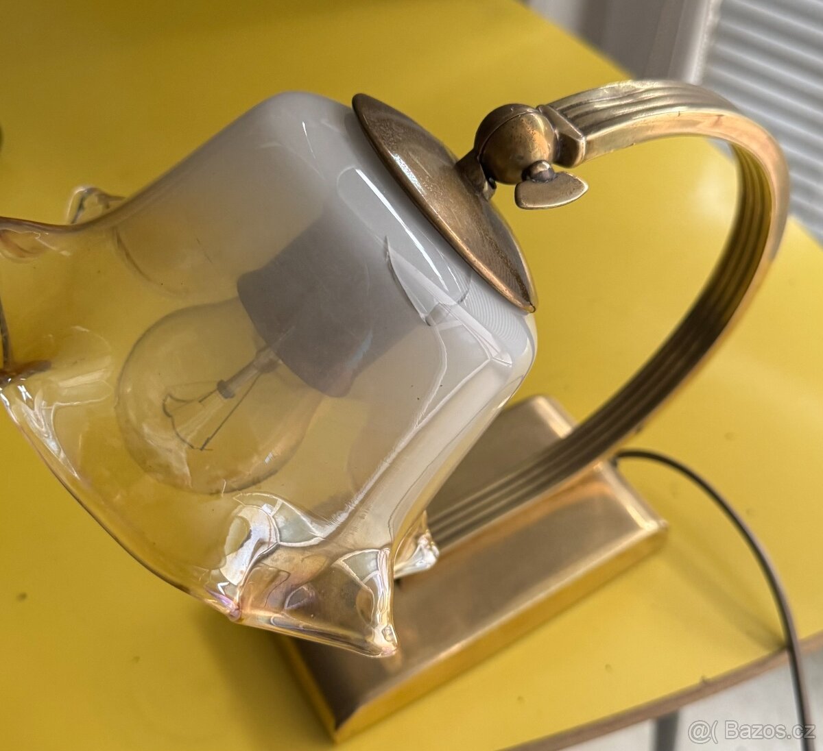 starožitná mosazná funkční lampička-více v inzerátu - 10