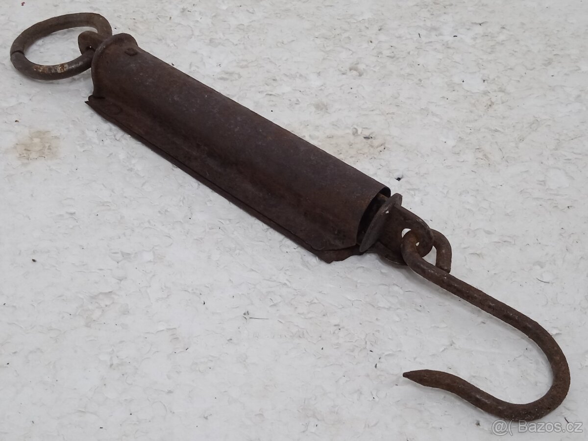 Retro starý kovový mincíř pružinová váha - 25kg - 10