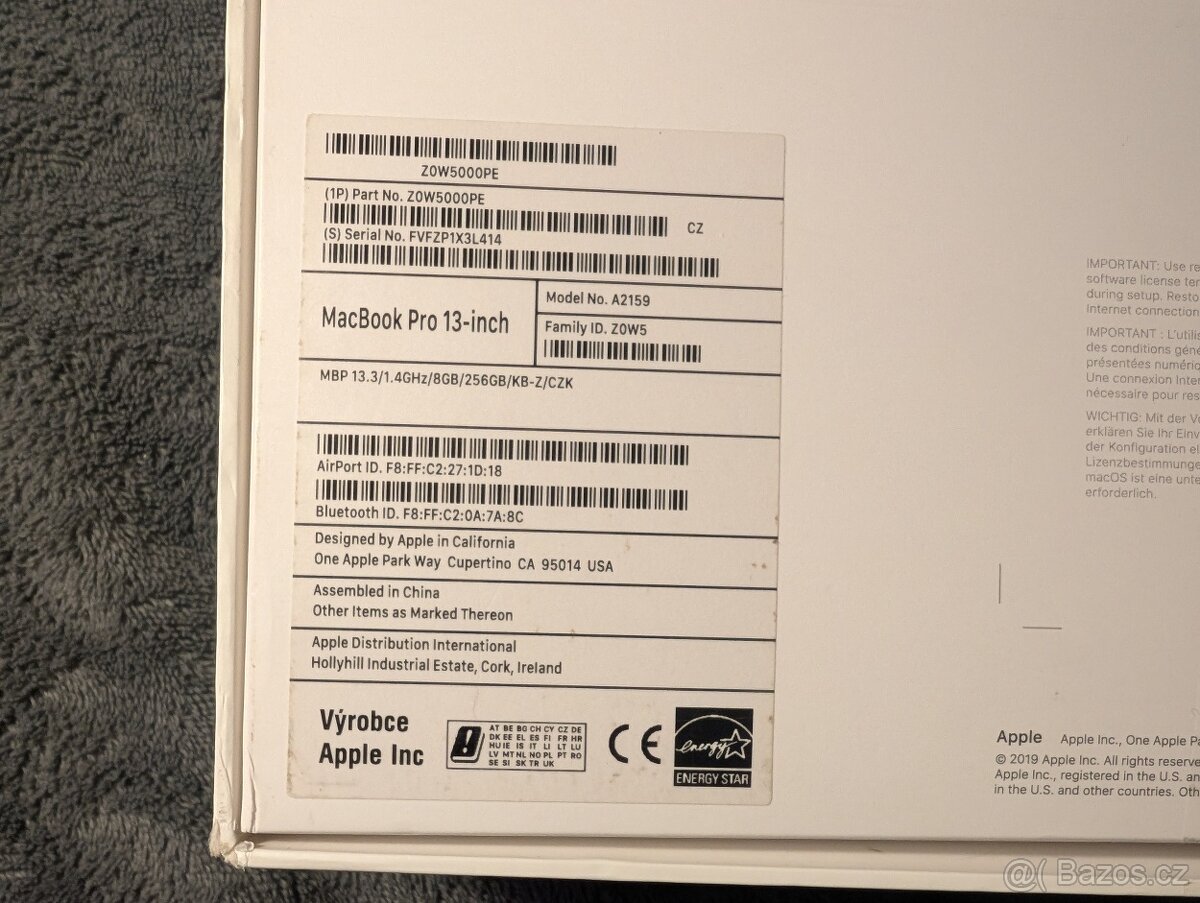 Apple MacBook Pro 13" 2019/Touch Bar, 8Gb/256Gb - 10