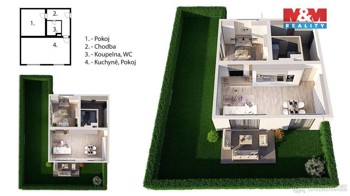 Prodej bytu 2+kk 67 m² + zahrada 118 m² Plzeň, ul. Na Průhon - 10