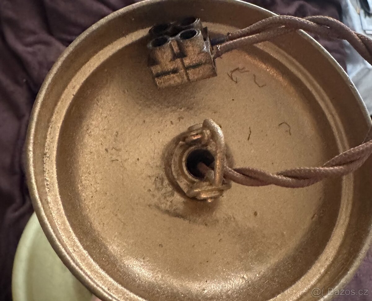 starožitný lustr funkční brokové sklo první republika - 10