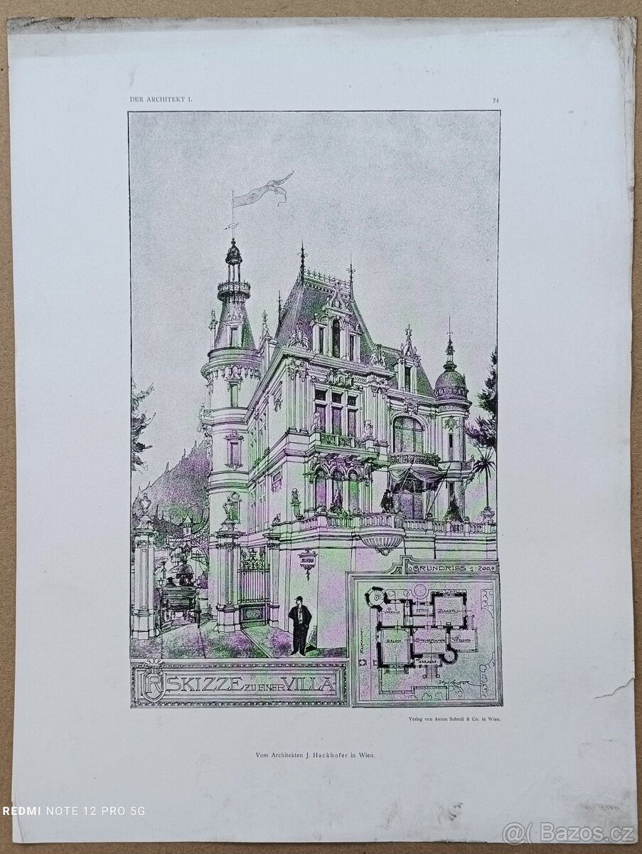 Originální litografické listy z „Der Architekt“ (1895 - 10