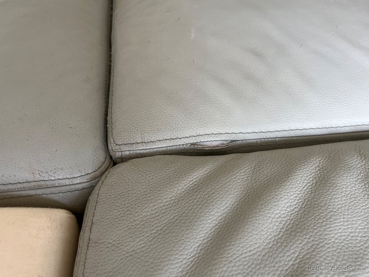 Sedačka kožená světle šedá - 10