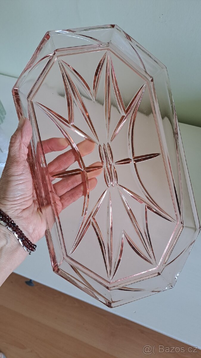 Staré sklo- rosalinové, medové broušené - 10