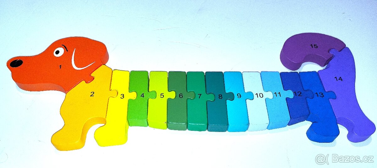 PUZZLE PEJSEK EDUKATIVNÍ SKLÁDAČKA ČÍSLA A BARVY - 10