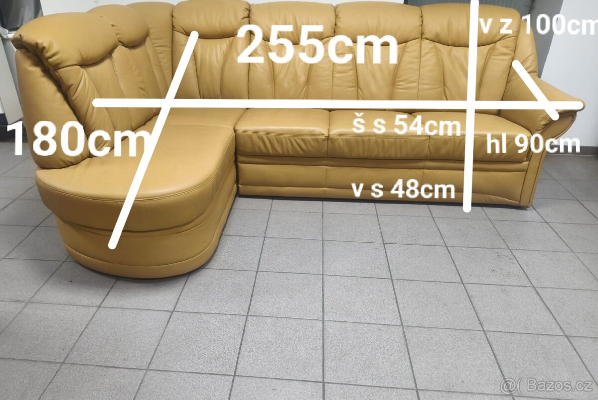 Kožená rohová sedací souprava - TOP STAV, jak NOVÁ - 10
