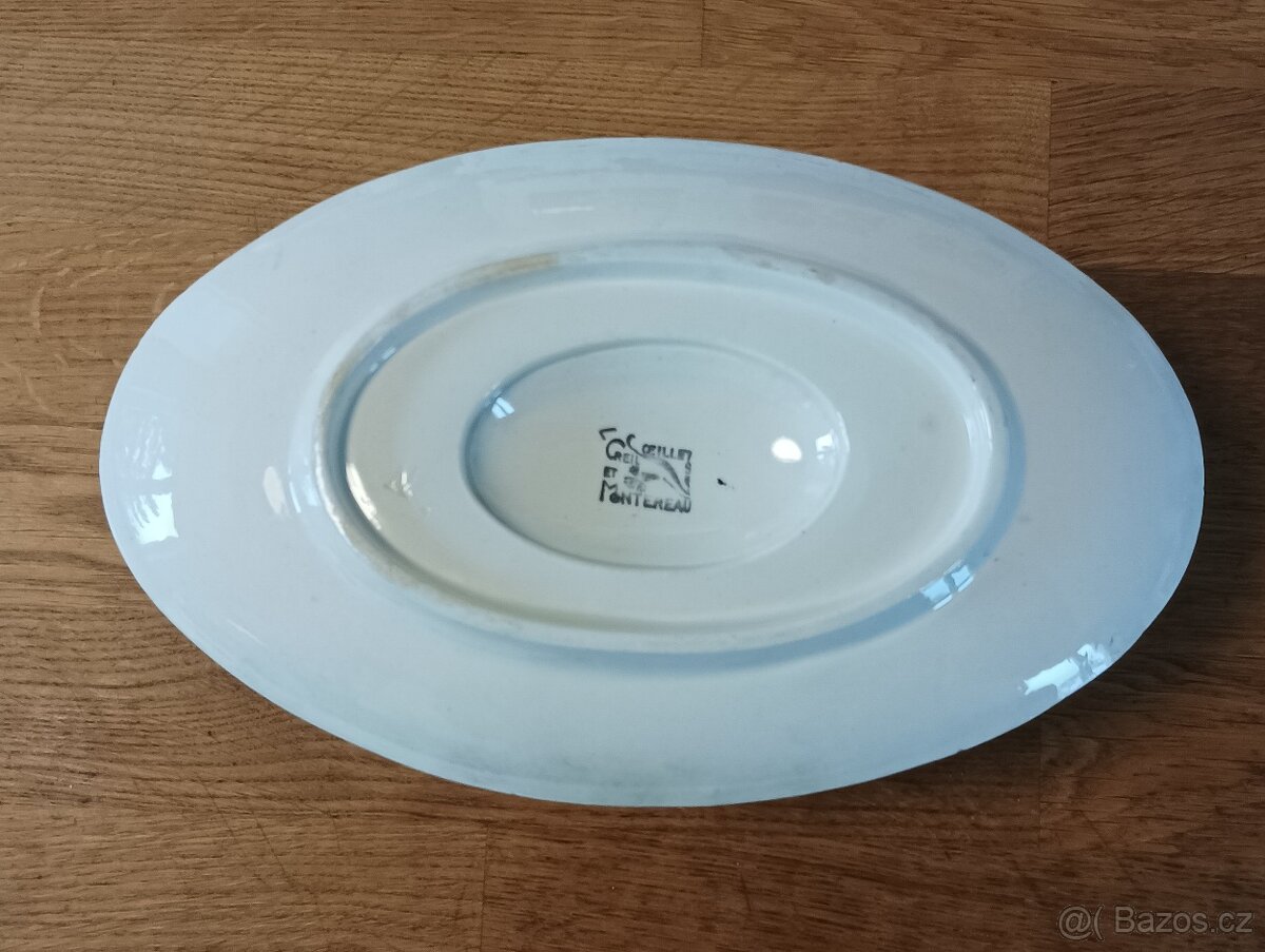 STAROŽITNÝ FAJÁNS ART DECO OMÁČNÍK CREIL ET MONTEREAU FRANCI - 10