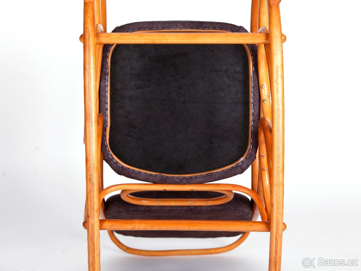 Značkové houpací křeslo TON, nové čalounění. - 10