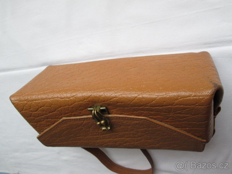 Vintage pevná kabelka do ruky, světle hnědá kůže - 10