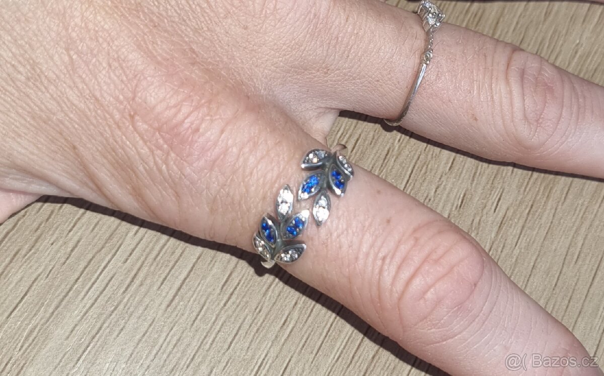 Nový dámský stříbrný prsten prstýnek 925 s lístky vel 56 - 10