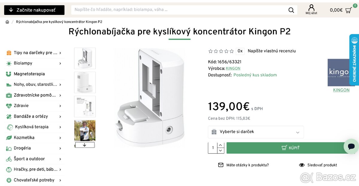 Kyslíkový koncentrátor KINGON P2 5L / 2kg - 10