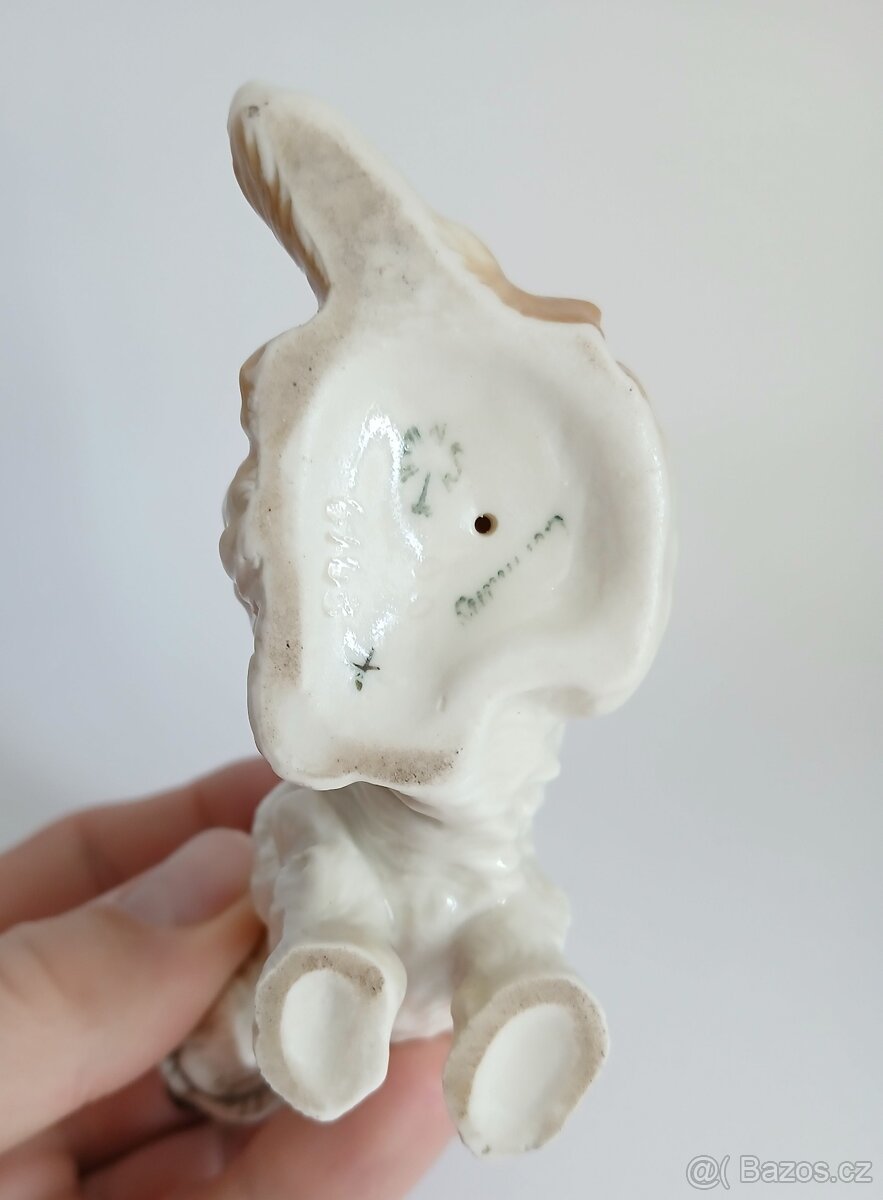 Starožitná porcelánová figura pejska - ENS - Německo - 10