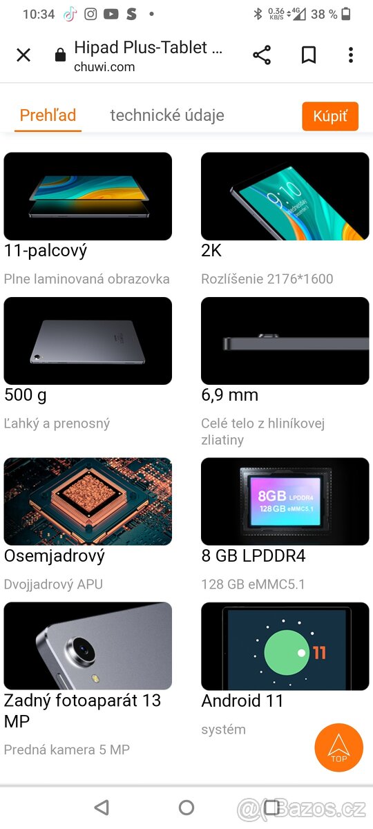 Chuwi HiPad Plus. 4gb/128gb+micro SDHC. Šedá metalíza. - 10