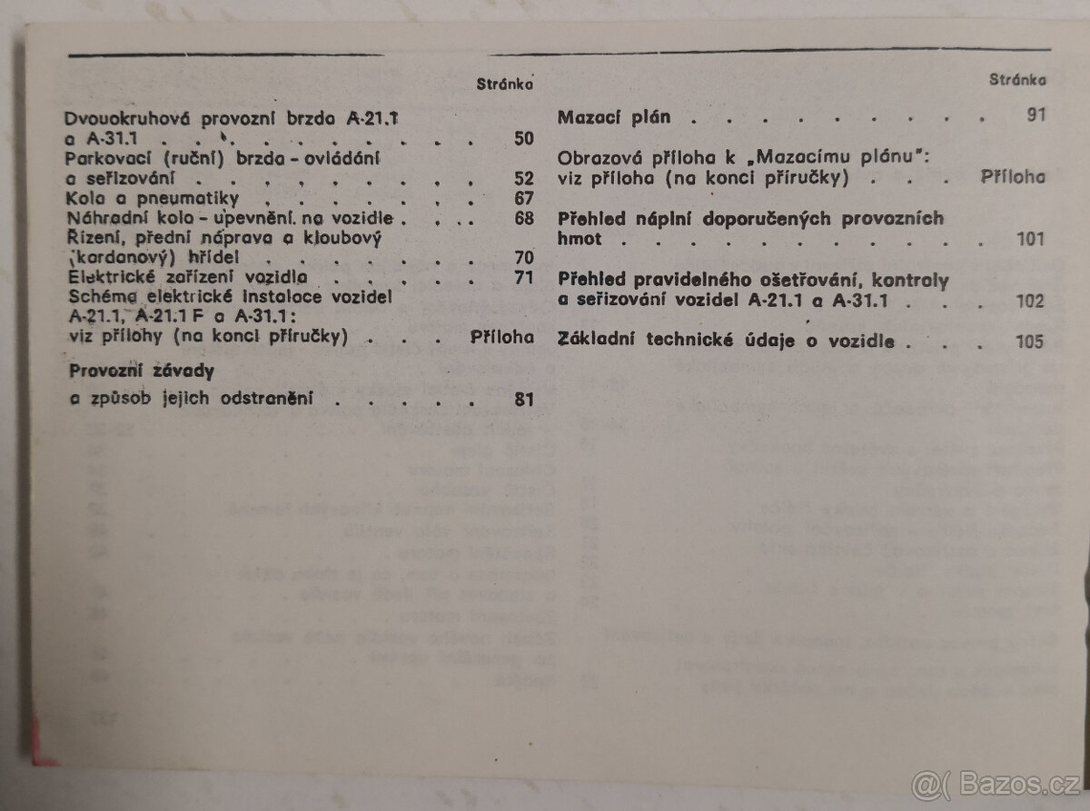 Návod k obsluze lehkých nákladních automobilů AVIA A21 a AVI - 10