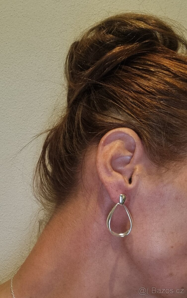 Nové dámské stříbrné náušnice oválné ovály 925 duté - 10
