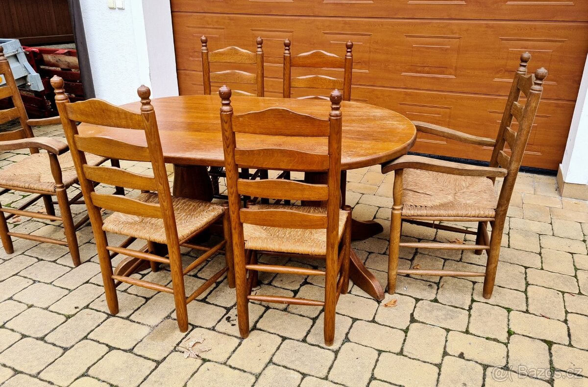 Masivní jídelní set, stůl z masivu - 10