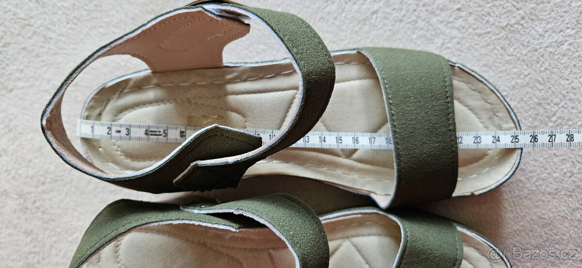 Nové dámské sandálky, sandály, sandále na klínku, 40, khaki - 10