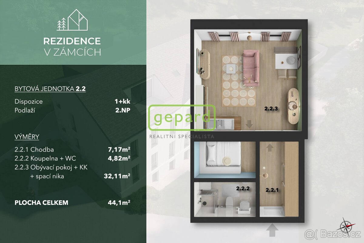 Prodej bytu 1+kk - 44,5 m2 - 10