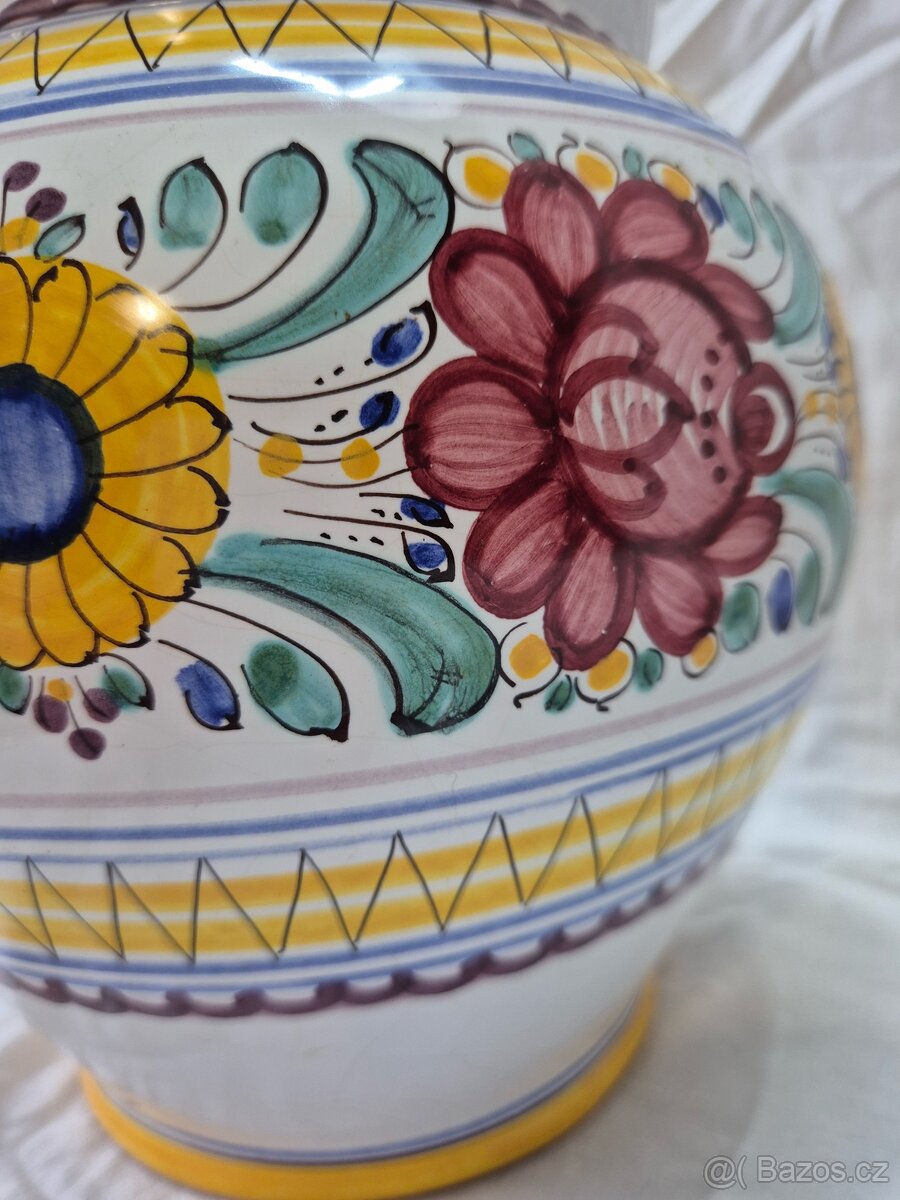 ručně malovaná glazovaná váza z pálené hlíny - 10