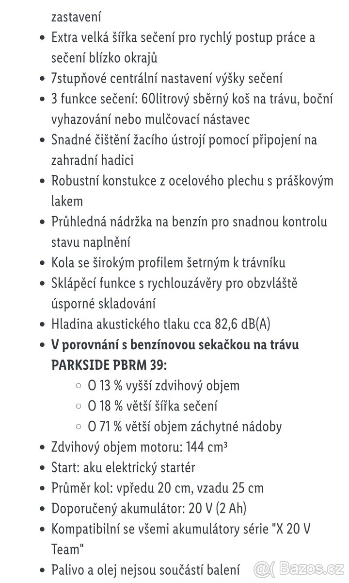 Benzínová sekačka peformance,elektrické startování - 10