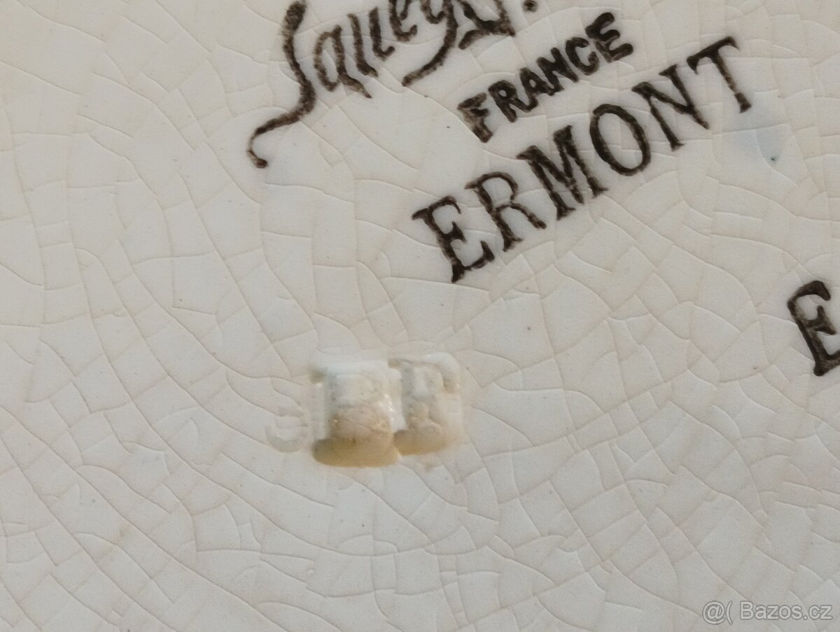 ART DECO FAJÁNS RUČNĚ MALOVANÝ TALÍŘ SARREGUEMINES FRANCIE - 10