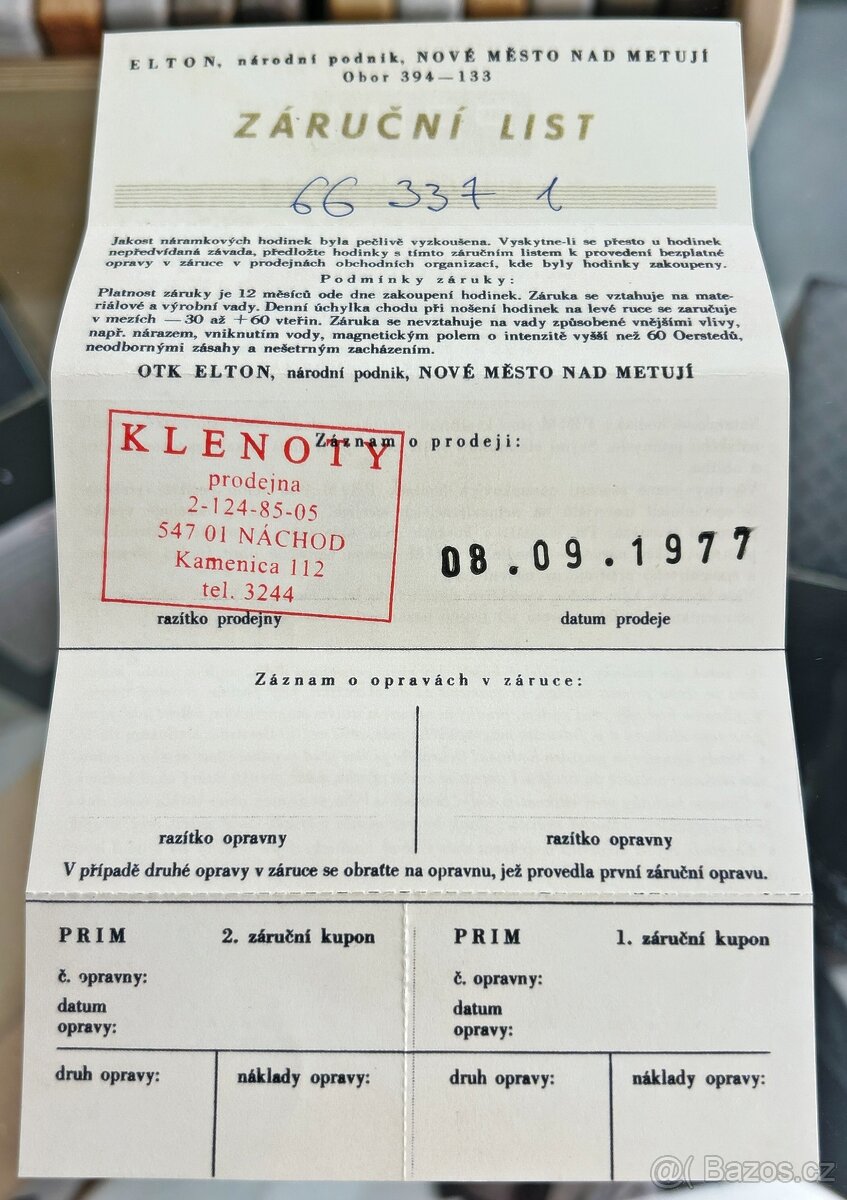 Československé mechanické vintage retro hodinky PRIM Malé Te - 10