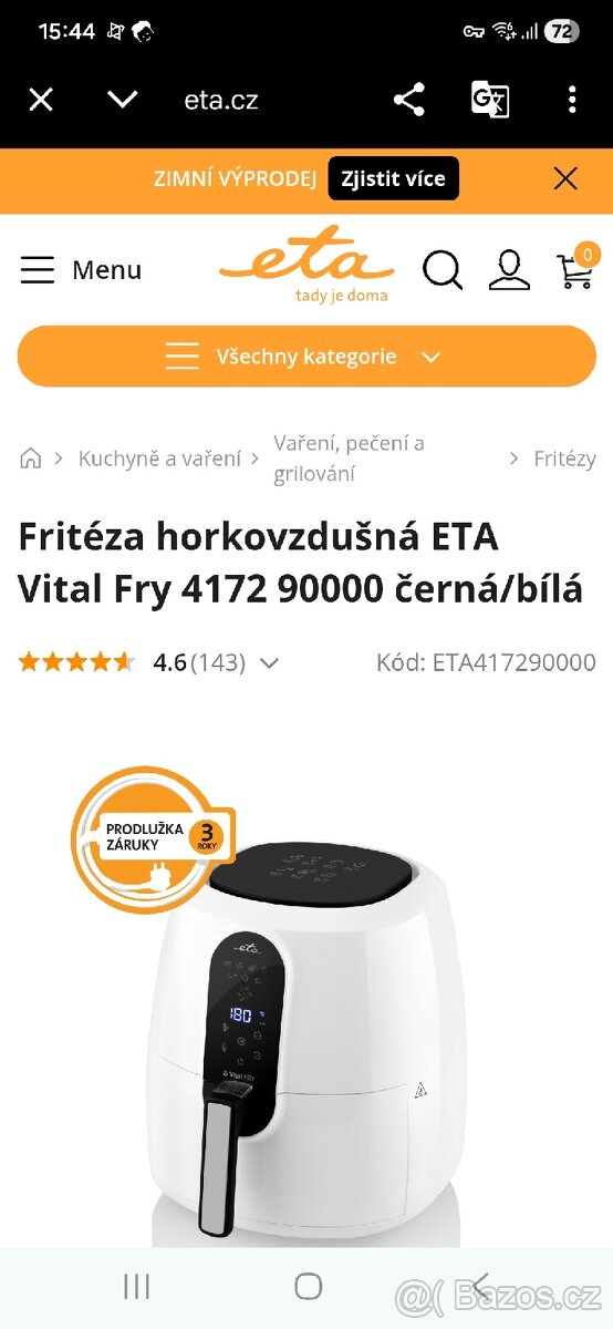 ETA Horkovzdušná fritéza - 10