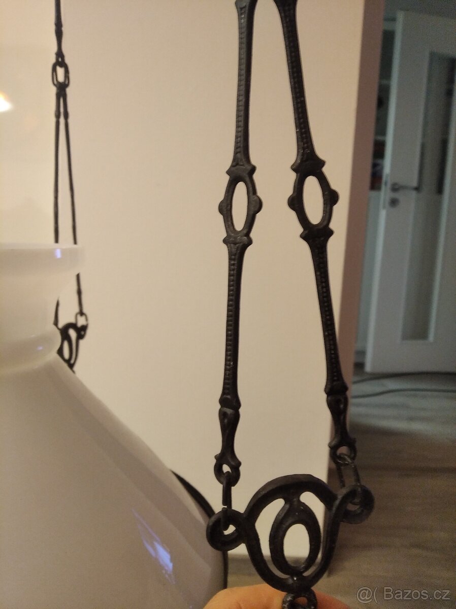 Starožitný lustr na kahan, lampu, petrolejku - 10