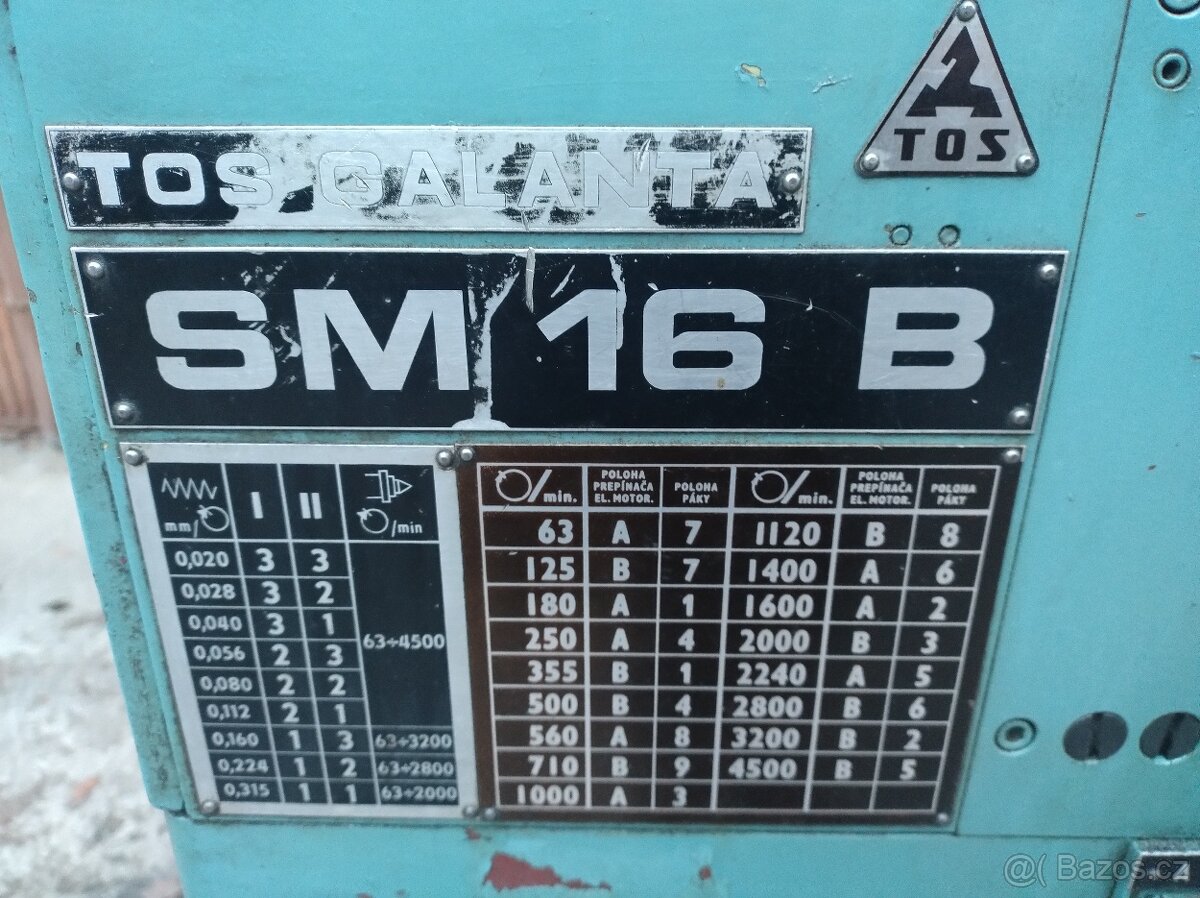 Soustruh SM16B, rok vyroby 1993 - 10