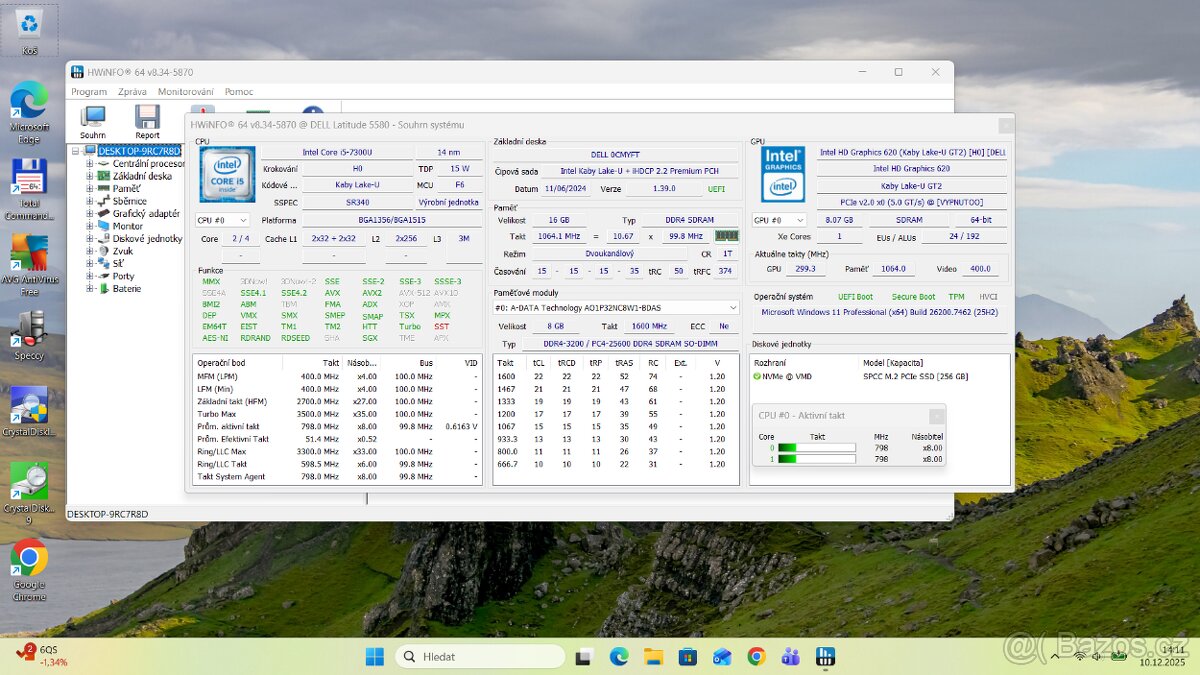 Dell 5580/15,6“/I5 7300U/SSD NVMe 256GB/RAM16GB/NOVÁ BAT. - 10