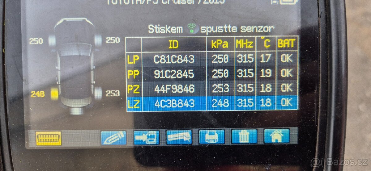 Plechové kola Toyota FJ Cruiser zimní 265/70r17 Nokian TPMS - 10