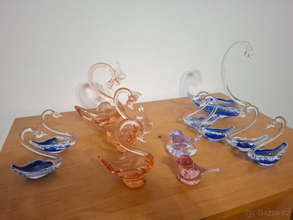 Hutní sklo labutě a ptáčci - 10