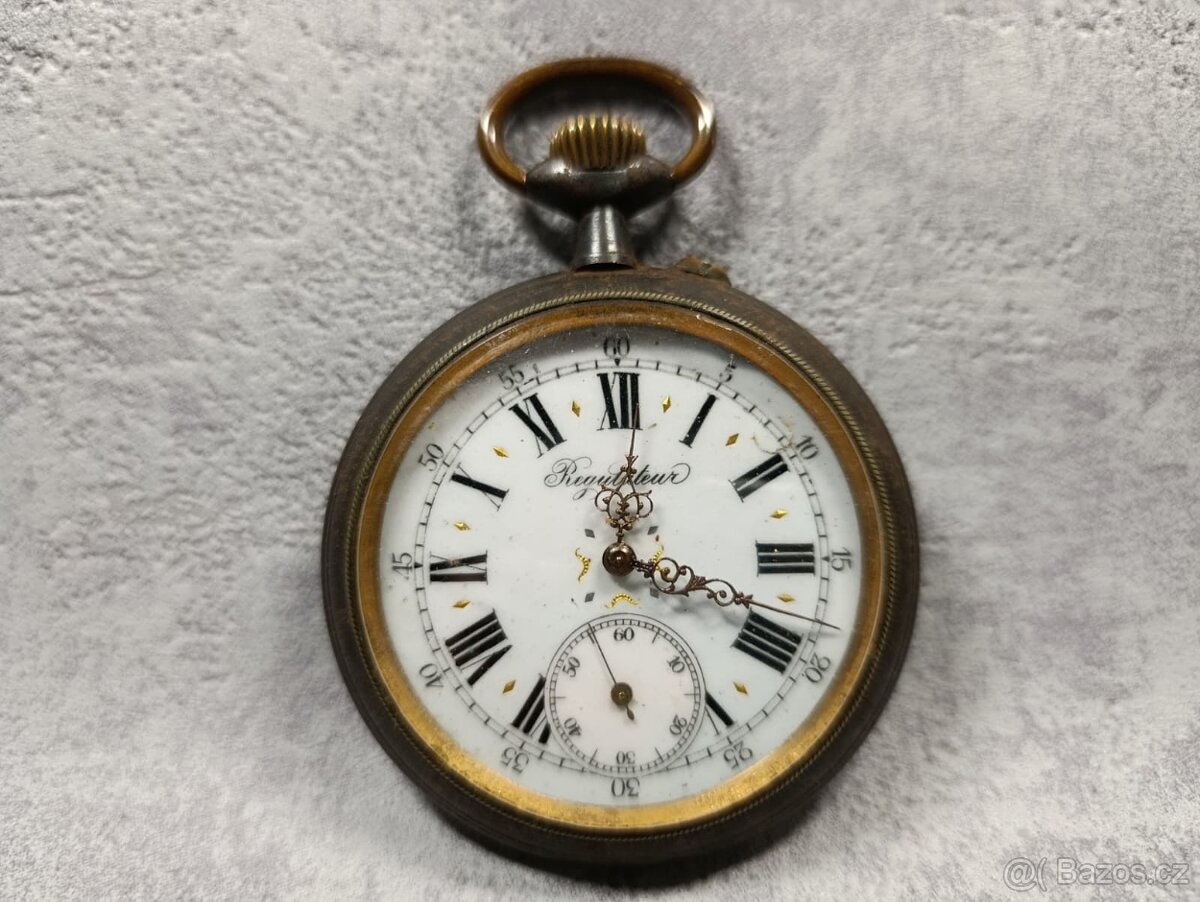 Pánské velmi staré kapesní hodinky REGULATEUR, 67mm, 200g - 10