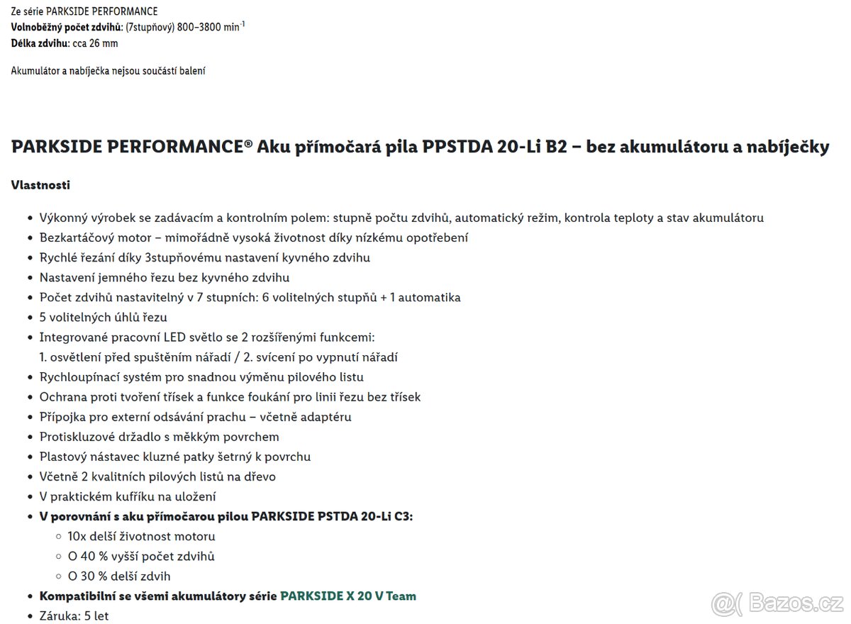 Aku přímočará pila Parkside Performance, nová - 10