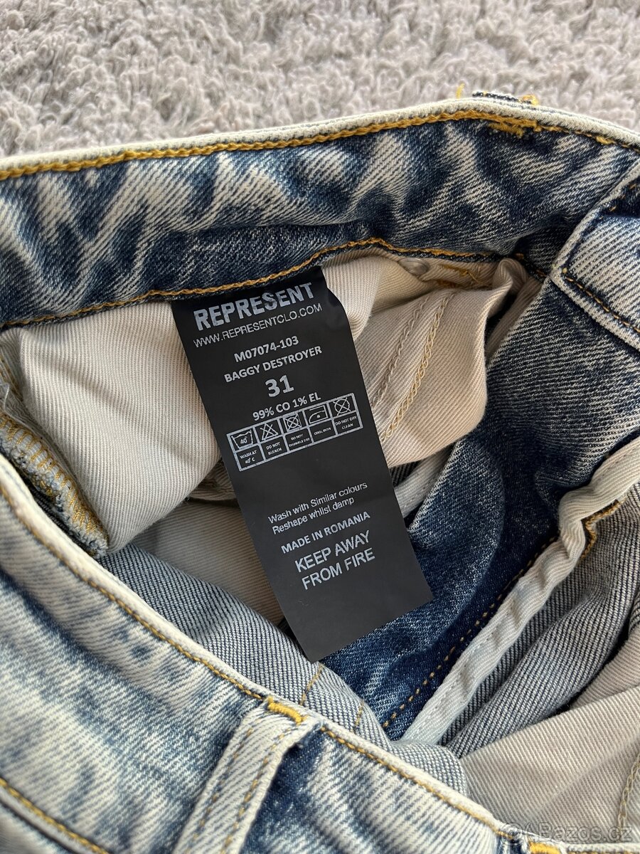 Represent Baggy Destroyer Denim Worm Blue kalhoty - 10
