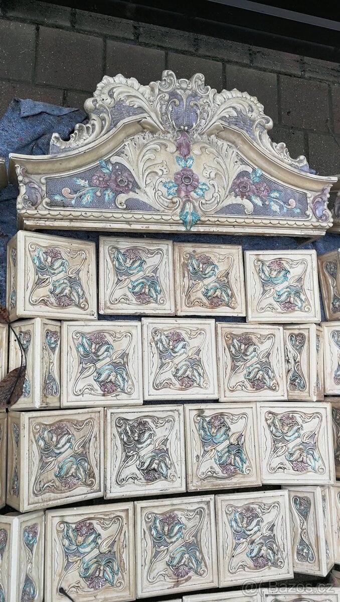 Kachlova kamna starozitná rohová - 10